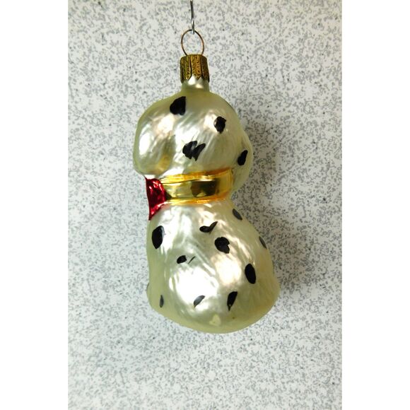 Blown Glass Dog Christmas Ornament Germany Hanging Black White 4.5 inch - Picture 5 of 5
